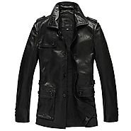 Cwmalls Mens Leather Hunting Jacket Coat CW833903