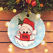 Santa Wearing 2020 Face Mask Christmas Ornament