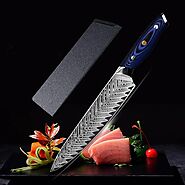 Visually pleasing Damascus steel chef knife for gift