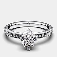 Rene Side Stones Diamond Engagement Ringin 18ct White Gold with Oval Center Stone