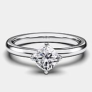 Rene Solitaire Diamond Engagement Ring in Platinum with Cushion Center Stone