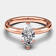 Rene Solitaire Diamond Engagement Ring in 18ct Rose Gold with Marquise Center Stone