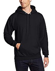 Hanes mens Pullover Ecosmart Fleece Hooded Sweatshirt,Black,Large