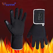 US $49.87 43% OFF|Winter Electric Heating Gloves with Sheepskin Three modes Thermostatic Heated Mittens for Women Men...