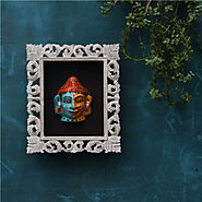 Half Krishna Half Radha mask inside carved frame 01 | Urboii Online Shop