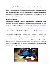 Why You Should Follow a Forex Trading Plan and How to Make it?