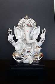 Silver White Poly resin Ganesha