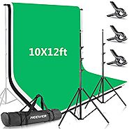 Neewer 8.5x10feet/2.6x3 Meters Background Stand Support System with 10x12ft/3x3.6M Backdrop (White,Black,Green) and C...