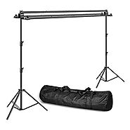 Emart Triple Crossbar 10 ft Wide 8.5 ft Height Backdrop Stand, Photo Video Studio Heavy Duty Adjustable Photography M...
