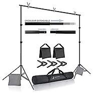 Julius Studio Premium Photo & Video 10 ft. Wide Backdrop Stand (119 x 86 inch) Background Support System Kit with Spr...