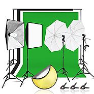 Julius Studio Complete Photo and Video Studio Lighting and Backdrop Kit with Softbox and Umbrella Reflectors, Backdro...