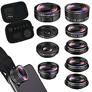 iPhone Lens Kit, Phone Camera Lens 9 in 1 Zoom Telephoto Lens+198° Fisheye +0.35X Super Wide-Angle + 20X Macro Lens +...