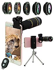 Phone Camera Lens Kit 10 in 1 for iPhone Samsung Pixel Android, 22X Telephoto Lens, 0.63Wide Angle Lens&15X Macro Len...