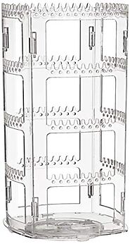 Sooyee 360 Rotating Earring Holder and Jewelry Organizer, 4 Tiers Jewelry Rack Display Classic Stand, 156 Holes and 1...