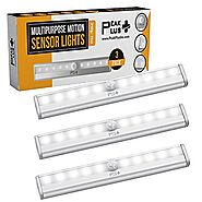 PeakPlus LED Motion Sensor Night Light, Stick On Lights, LED Closet Light 10 LED Battery Operated Lights [3 Pack] - M...
