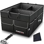 FORTEM Car Trunk Organizer, Collapsible Storage, Non Slip Bottom, Securing Straps (Black)