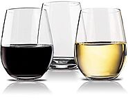 Vivocci Unbreakable Elegant Plastic Stemless Wine Glasses 20 oz | 100% Tritan Heavy Base | Shatterproof Glassware | I...