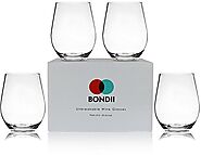 BONDII Unbreakable Stemless Wine Glasses (Set of 4) – 20 oz Shatterproof Tritan Plastic Wine Cups – 100% Top Rack Dis...