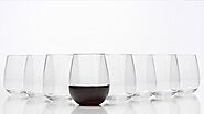 Stemless Wine Glasses - Unbreakable Shatterproof BPA Free Plastic Tritan (Set of 8) 16oz - Dishwasher Safe