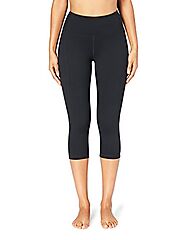Amazon Brand - Core 10 Women’s ‘Build Your Own’ Yoga Pant - High Waist Capri Legging, M, Black
