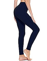 BALEAF Women's Yoga Leggings High Waisted Tummy Control Pants Non See-Through Fabric Dark Navy Size S