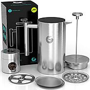 Coffee Gator French Press Coffee Maker - Thermal Insulated Brewer Plus Travel Jar - Large Capacity, Double Wall Stain...