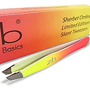 Zizzili Basics Tweezers - Limited Edition Sherbet Ombre Slant Tip - Best Tweezer for Eyebrow, Facial Hair Removal and...