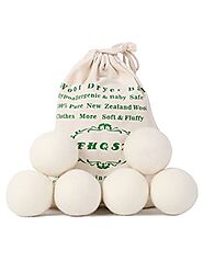 FHQSX Wool Dryer Balls Organic XL 6-Pack, Reusable Natural Fabric Softener, Reduces Wrinkles,Dryer Sheets Alternative