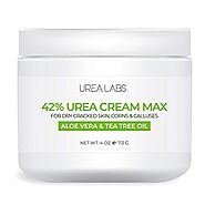 UREA LABS | 42% Urea Cream MAX w/Aloe Vera & Tea Tree Oil, 4 Oz Highest Potency Foot Cream, Corn & Callus Remover. Mo...