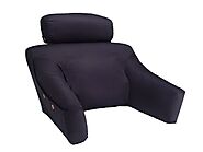 BedLounge (Regular Size, 100% Cotton Cover, Black Color: The Ultimate Reading Pillow, Back Support Pillow, TV Pillow ...