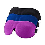 YIVIEW Sleep Mask Pack of 3, Lightweight & Comfortable Super Soft Adjustable 3D Contoured Eye Mask for Sleeping, Trav...