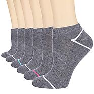 Heatuff Women's 6 Pack Performance Low Cut Ankle Socks Moisture Control Athletic Cushioned Sock With Arch Support