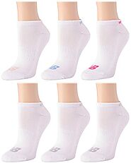 'New Balance Women\'s Athletic Arch Compression Cushioned Solid Low Cut Socks (6 Pack), White Assorted, Size Shoe Siz...