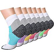 Compression Socks Plantar Fasciitis Sock for Women and Men, Arch Support Ankle Low Cut Socks for Running Sports Fligh...