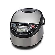 Tiger JAX-T10U-K 5.5-Cup (Uncooked) Micom Rice Cooker with Food Steamer & Slow Cooker, Stainless Steel Black