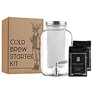 1 Gallon Cold Brew Coffee Maker Includes 2lbs of Birch Glen Roasters Cold Brew Coffee Blend- Coarse Ground - Stainles...