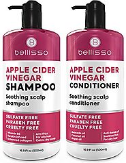 Apple Cider Vinegar Shampoo and Conditioner ​Set - ​Natural​ ​Anti Dandruff Sulfate Free Scalp Treatment - Antifungal...
