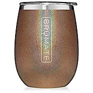 BrüMate Uncork'd XL 14oz Wine Glass Tumbler With Splash-proof Lid - Made With Vacuum Insulated Stainless Steel (Peacock)