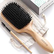 Hair Brush CHOSIN Boar Bristle Hair Brush Natural Wooden Boars Paddle Detangling Cushion Hairbrush for Women Men Kids...