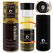 Tea Tumbler with Infuser - Double Wall Glass Tea Bottle with Strainer for Loose Leaf Tea - Leakproof BPA Free Glass T...