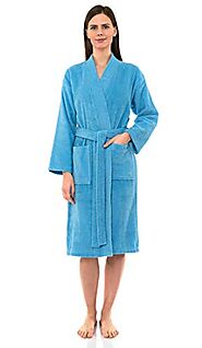 TowelSelections Women's Robe Turkish Cotton Terry Kimono Bathrobe Small/Medium Pastel Lilac