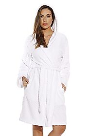 Just Love 6341-White-M Kimono Robe/Hooded Bath Robes for Women