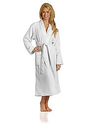 Luxury Spa Robe - Microfiber with Cotton Terry Lining, White, X-Large