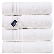 Hammam Linen 100% Cotton 27x54 4 Piece Set Bath Towels White Super Soft and Absorbent, Premium Quality Perfect for Da...