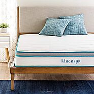 Linenspa 8 Inch Memory Foam and Innerspring Hybrid-Mattress - Medium-Firm Feel - California King