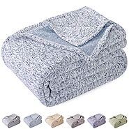KAWAHOME Summer Knit Blanket Lightweight Breathable Fuzzy Heather Jersey Thin Blanket for Couch Sofa Bed Queen Size 9...