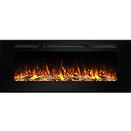 PuraFlame Alice 50 Inches Recessed Electric Fireplace, Wall Mounted for 2 X 6 Stud, Log Set & Crystal, 1500W Heater, ...