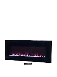 Northwest Electric Fireplace Wall Mounted LED Fire and Ice Flame, with Remote, 42", Black