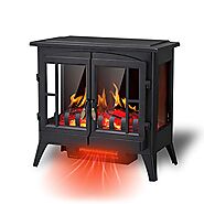 R.W.FLAME Electric Fireplace Infrared Stove Heater, 23" Freestanding Fireplace Heater, 3D Realistic Flame Effects, Ad...