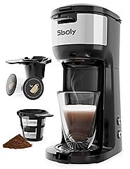 Sboly Single Serve Coffee Maker Brewer for K-Cup Pod & Ground Coffee Thermal Drip Instant Coffee Machine with Self Cl...